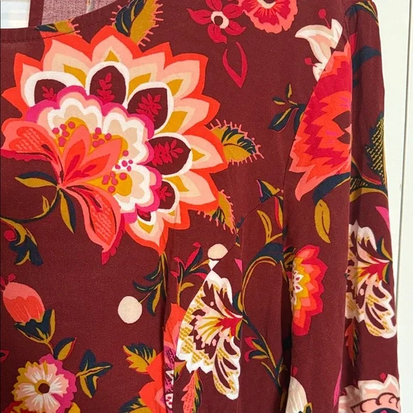 Old Navy Red Floral Long Sleeve Dress Sz 12 - Picture 5 of 9